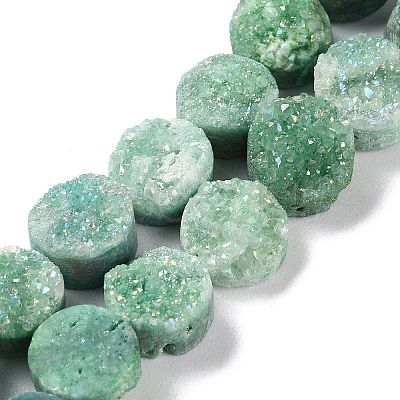 Electroplated Natural Druzy Agate Beads Strands G-M433-01K-1