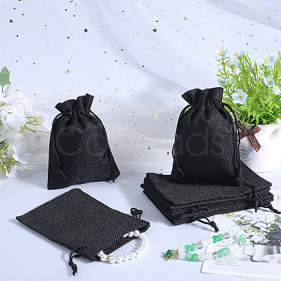 Beebeecraft Polyester Imitation Burlap Packing Pouches Drawstring Bags ABAG-BBC0001-02B-02-1