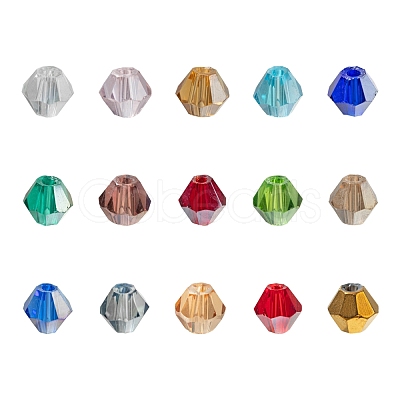 1500Pcs 15 Style Faceted Bicone Glass Beads EGLA-FS0001-03-1