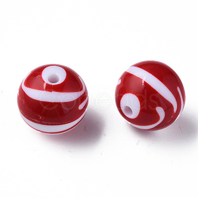 Opaque Striped Acrylic Beads MACR-S373-27C-01-1