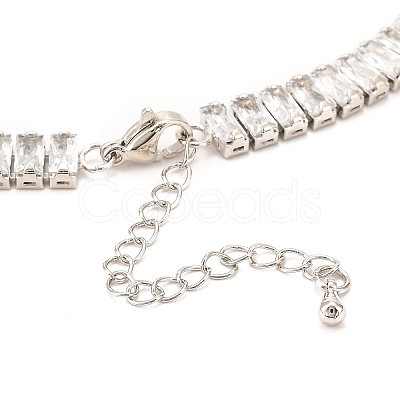 Brass Micro Pave Cubic Zirconia Link Chain Necklaces BJEW-F416-06P-1