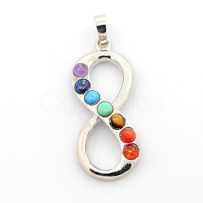 Vintage Chakra Jewelry Brass Mixed Stone Pendants X-G-I114-05-1