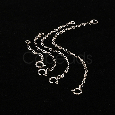 Anti-Tarnish Globleland 4Pcs 4 Styles Sterling Silver Cable Chain Extender STER-GL0001-03-1