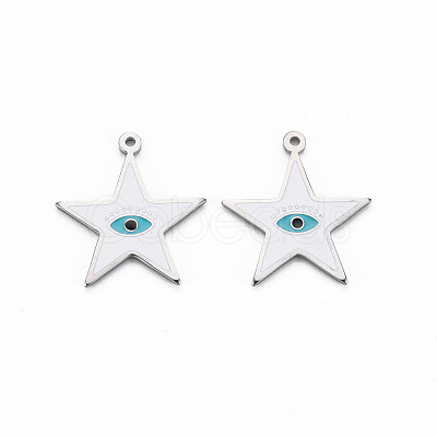 304 Stainless Steel Enamel Pendants STAS-S117-027-1