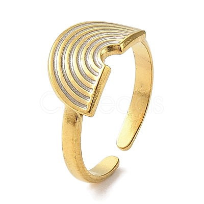 304 Stainless Steel Enamel Open Cuff Rings for Women RJEW-F166-51G-02-1