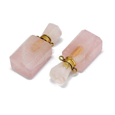 Natural Rose Quartz Perfume Bottle Pendants G-A026-10-01-1