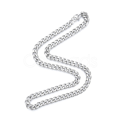 Non-Tarnish Men's 201 Stainless Steel Cuban Link Chain Necklace NJEW-N050-A06-7-45P-1