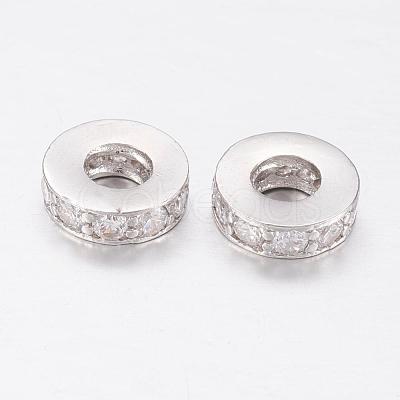 Brass Micro Pave Cubic Zirconia European Beads ZIRC-P066-45P-1