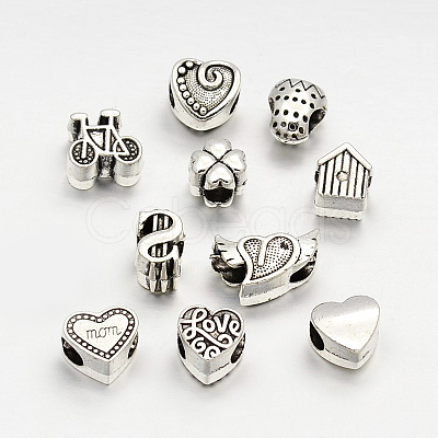 Tibetan Style Alloy Large Hole European Beads MPDL-M048-03-1