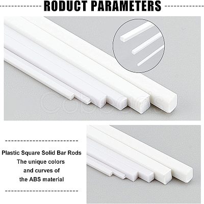 Olycraft ABS Plastic Square Solid Bar Rods DIY-OC0008-27-1