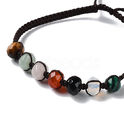 Rondelle Natural & Synthetic Random Mixed Gemstone Braided Bead Bracelets BJEW-H239-03A-1