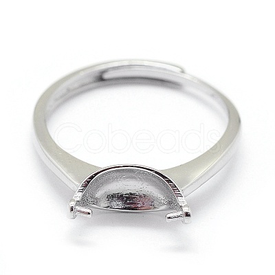 Anti-Tarnish Adjustable Rhodium Plated Sterling Silver Ring Components STER-I016-008P-1