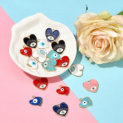 20Pcs 10 Style Rack Plating Alloy Enamel Pendants ENAM-SZ0002-62-1