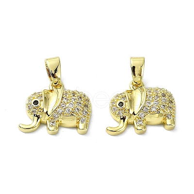 Rack Plating Brass Micro Pave Clear Cubic Zirconia Pendants KK-R157-03G-1