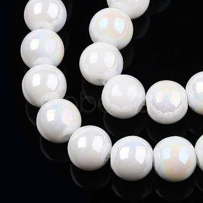 Electroplate Opaque Glass Beads Strands GLAA-T032-P10mm-AB02-1