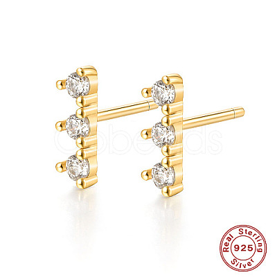 Golden Sterling Silver Micro Pave Cubic Zirconia Stud Earrings for Women OU2217-1-1