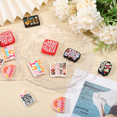 CHGCRAFT 16Pcs 8 Styles Silicone Focal Beads SIL-CA0003-35-1