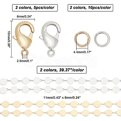 CHGCRAFT 2 Colors 2m Brass Handmade Flat Round Link Chains DIY-CA0002-01-1