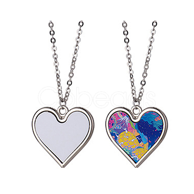 Sublimation Blank Aluminum Pendant Necklace NJEW-E020-02P-03-1