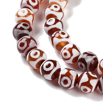 Natural Tibetan 3-Eye dZi Agate Beads Strands G-B084-A09-02-1