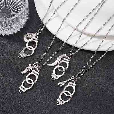 Handcuff with Word Freedom Alloy Pendant Necklace NJEW-JN04470-1