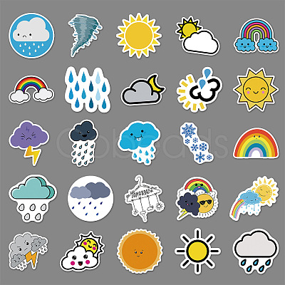 50Pcs Weather Theme PVC Self-Adhesive Cartoon Stickers WG38596-01-1