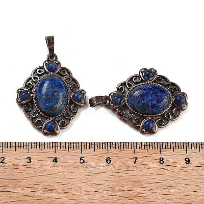 Dyed Natural Lapis Lazuli Rhombus Pendants G-K363-02R-05-1