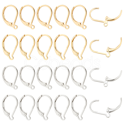 BENECREAT 40Pcs 4 Style Brass Leverback Earring Findings KK-BC0009-59-1