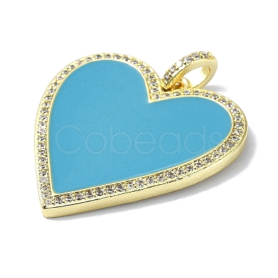 Rack Plating Real 18K Gold Plated Brass Micro Pave Cubic Zirconia Pendants KK-B084-03G-1