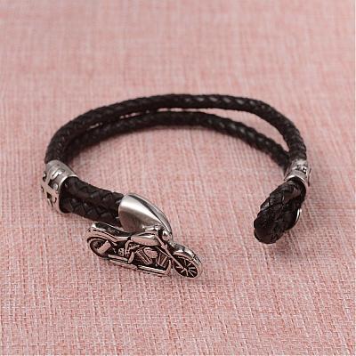 Braided Leather Cord Bracelets BJEW-L605-38-1