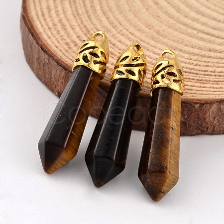 Bullet Natural Tiger Eye Pointed Pendants G-E332-B07-1