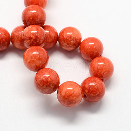 Natural Dyed Yellow Jade Gemstone Bead Strands X-G-R271-6mm-Y20-1