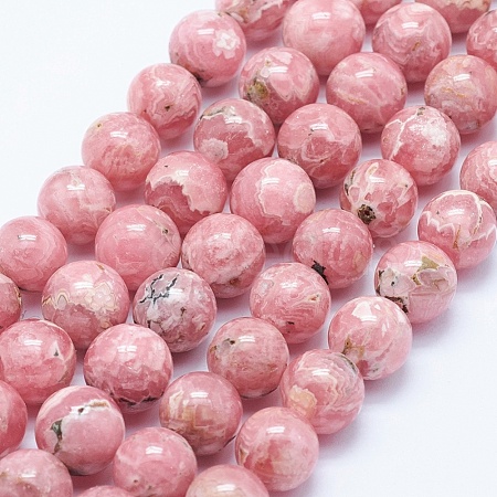 Natural Rhodochrosite Beads Strands G-J369-03-10mm-1