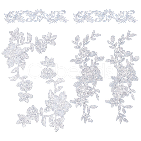 Nbeads 3 Style Flower Polyester Computerized Embroidery Patches PATC-NB0001-06-1