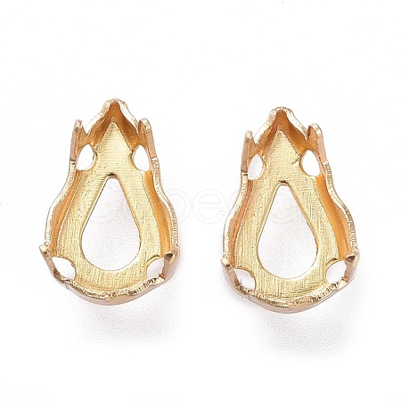 Flat Teardrop Brass Sew on Prong Settings KK-N0084-A01-5x8G-1