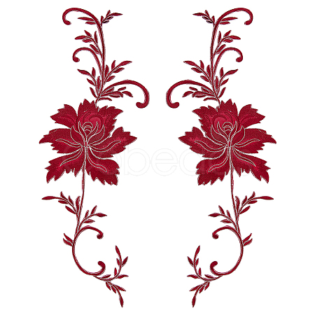 Peony Polyester Embroidery Ornament Accessories PATC-WH0008-04B-1