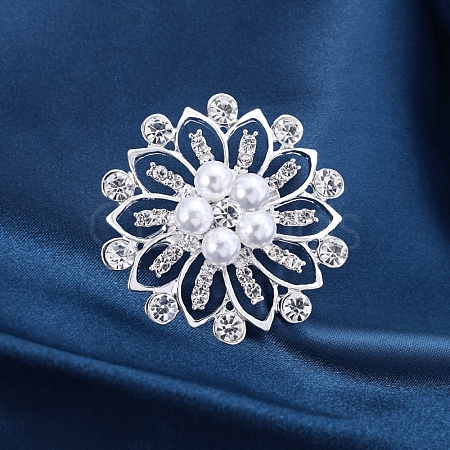 Platinum Alloy Rhinestone Brooches for Women PW-WGBBBCF-04-1