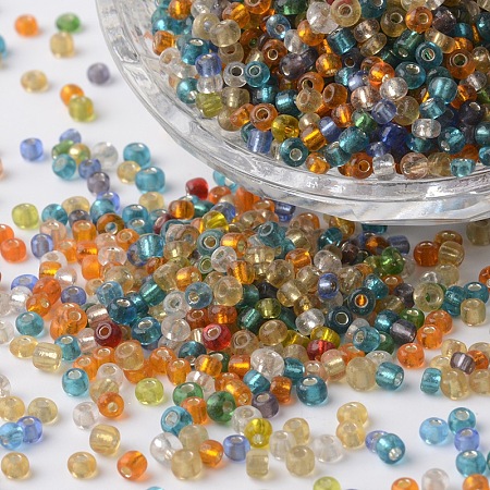 8/0 Silver Lined Round Glass Seed Beads SEED-P002-11-1