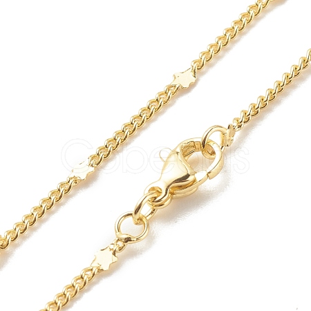 Brass Curb Chains with Star Necklace for Women NJEW-P265-11G-1
