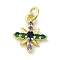 Brass Micro Pave Cubic Zirconia Charms, Real 18K Gold Plated, Star Charms, Colorful, 14.5x11.5x2.5mm, Hole: 3mm