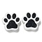 Printed Wood Beads, Paw Print, Black, 19.5x19~20x5.5~6mm, Hole: 2.5mm