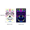 Heat Tranfer Luminous Printing Body Art Face Tattoo Sticker, Skull, for Halloween, Colorful, 21x14.5cm