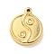 PVD Vacuum Plating 201 Stainless Steel Machine Polishing Pendants, Yin Yang, Golden, 17x14x2.8mm, Hole: 1.2mm