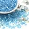 Transparent Colours Luster Glass Seed Beads, Hexagon(Two Cut), Deep Sky Blue, 2x1.5mm, Hole: 0.9mm