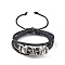 PU Leather & Waxed Cords Triple Layer Multi-strand Bracelets, Braided Adjustable Bracelet Alloy Star, Black, Inner Diameter: 2-3/8~3-1/8 inch(5.9~8cm)