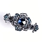 Alloy Rhinestone Claw Hair Clips, Hair Accessories for Women & Girls, Flower, Capri Blue, 33x65mm