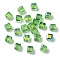 100Pcs Transparent Electroplate Glass Beads, AB Color Plated, Faceted, Cube, Pale Green, 7x7x7mm, Hole: 1.6mm