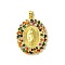 Real 18K Gold Plated Brass Micro Pave Cubic Zirconia Pendants, Oval with Virgin, Colorful, 31.5x24.5x3mm, Hole: 3.5x4.5mm