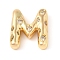 Brass Micro Pave Clear Cubic Zirconia Pendant, Letter A~Z, Letter M, 20.5x18x6mm, Hole: 4mm