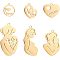 PandaHall Elite 6Pcs 6 Style 304 Stainless Steel Pendants, Heart & Pregnant Woman & Mother & Child, for Mother's Day, Real 18K Gold Plated, 17.5~46x15.5~25x1~1.5mm, Hole: 1.4~2mm, 1pc/style